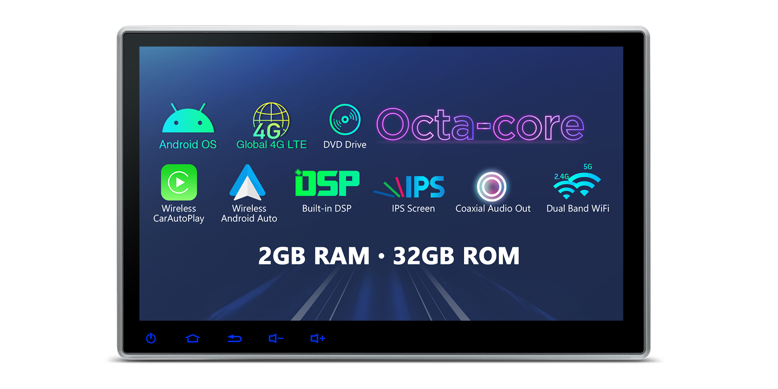 Universal | Double DIN | Android / iPhone | Octa Core | 2GB DDR4 RAM & 32GB  ROM | Global 4G LTE | TIE124