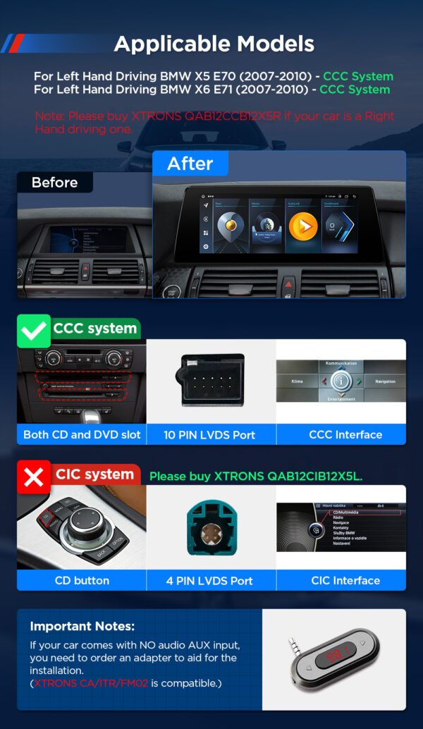 BMW | X5/X6 | Android 13 | Octa-core | 8GB RAM & 128GB ROM | Integrated 4G LTE | QAB12CCB12X5L