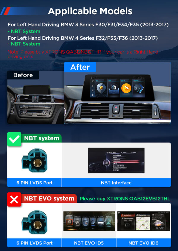 BMW | 3 Series/4 Series | Android 13 | Octa-core | 8GB RAM & 128GB ROM | Integrated 4G LTE | QAB12NB12THL