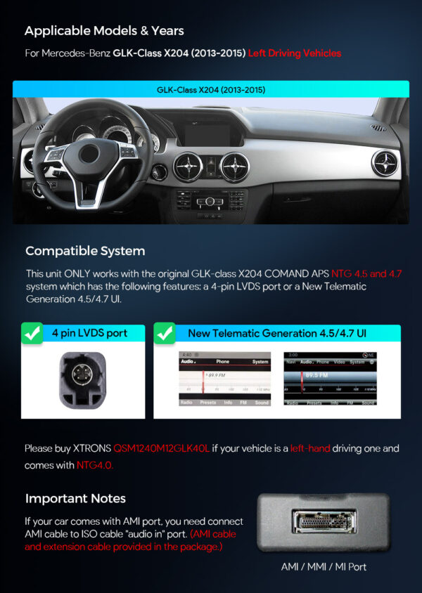 Mercedes-Benz | Android / iPhone | Octa-core | 8GB RAM & 128GB ROM | Integrated 4G LTE | QAM1245M12GLK45L