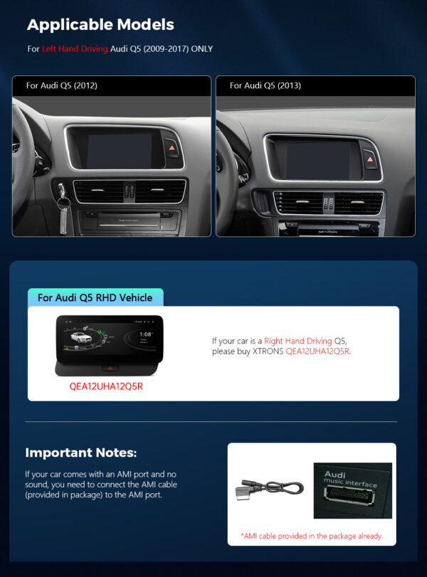 Audi Q5 | Android / iPhone | Octa Core | 2GB RAM & 32GB ROM | Integrated 4G LTE | QEA12UHA12Q5L