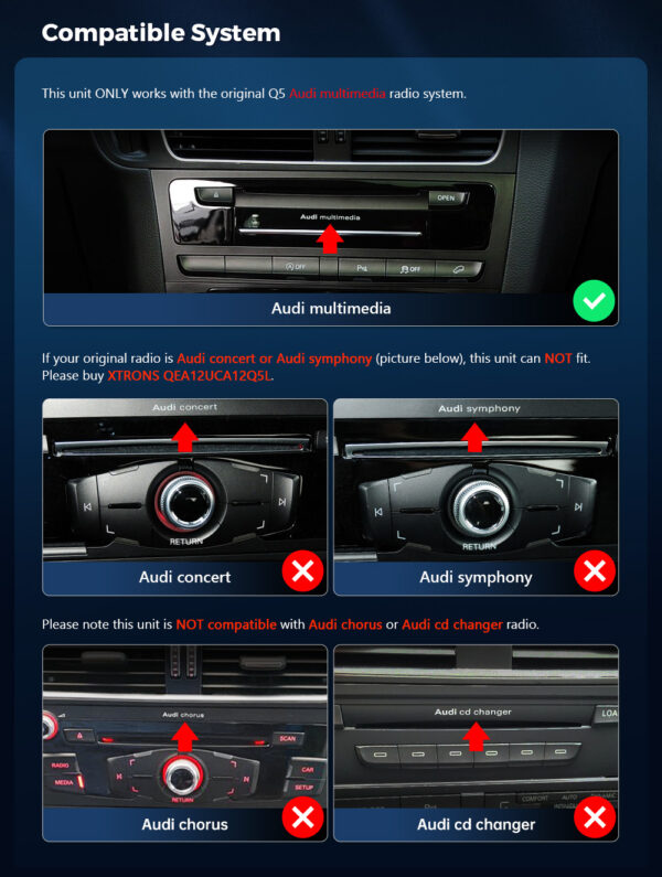 Audi Q5 | Android / iPhone | Octa Core | 2GB RAM & 32GB ROM | Integrated 4G LTE | QEA12UHA12Q5L