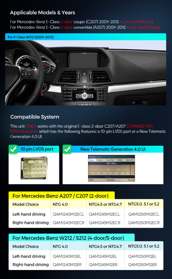 Mercedes-Benz | Android / iPhone | Octa-core | 8GB RAM & 128GB ROM | Integrated 4G LTE | QAM1240M12ECL