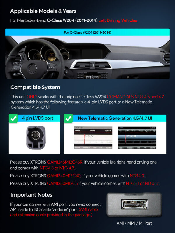 Mercedes-Benz | Android / iPhone | Octa-core | 8GB RAM & 128GB ROM | Integrated 4G LTE | QAM1245M12C45L