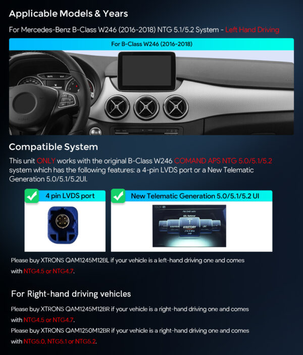 Mercedes-Benz | Android / iPhone | Octa-core | 8GB RAM & 128GB ROM | Integrated 4G LTE | QAM1250M12BL