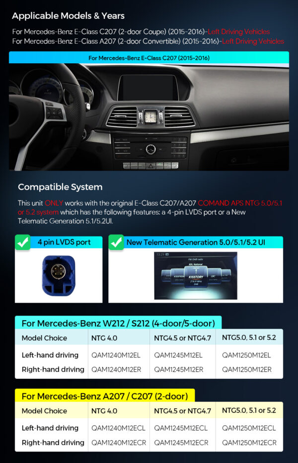 Mercedes-Benz | Android / iPhone | Octa-core | 8GB RAM & 128GB ROM | Integrated 4G LTE | QAM1250M12ECL