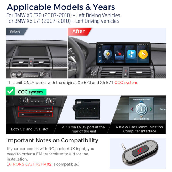 BMW | X5/X6 | Android / iPhone | Octa-core | 4GB RAM & 64GB ROM | Global 4G LTE | QLB22CCB12X5L