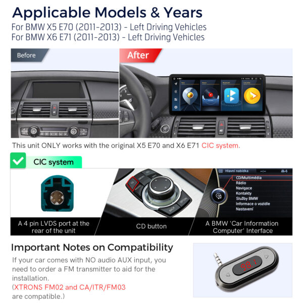 BMW | X5/X6 | Android / iPhone | Octa-core | 4GB RAM & 64GB ROM | Global 4G LTE | QLB22CIB12X5L