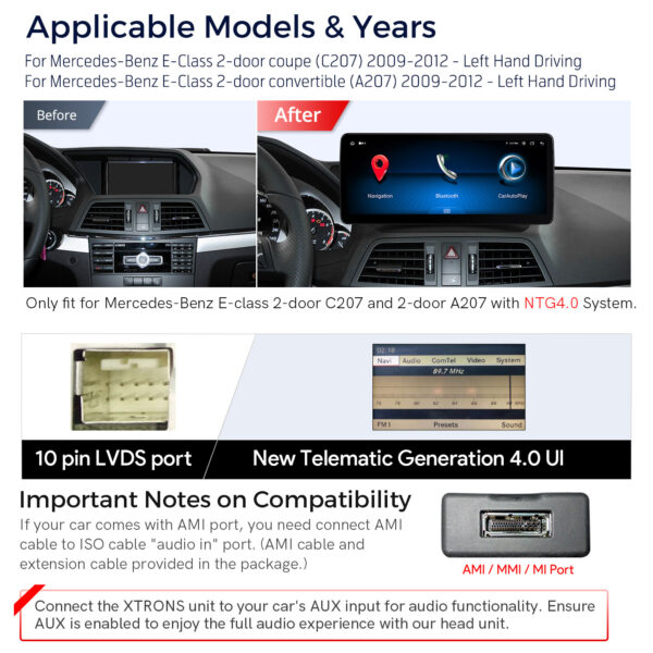Mercedes-Benz | Various | Android / iPhone | Octa-core | 4GB RAM & 64GB ROM | Integrated 4G LTE | QLM2240M12ECL