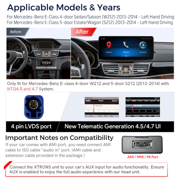 Mercedes-Benz | Various | Android / iPhone | Octa-core | 4GB RAM & 64GB ROM | Integrated 4G LTE | QLM2245M12EL