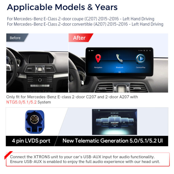 Mercedes-Benz | Various | Android / iPhone | Octa-core | 4GB RAM & 64GB ROM | Integrated 4G LTE | QLM2250M12ECL