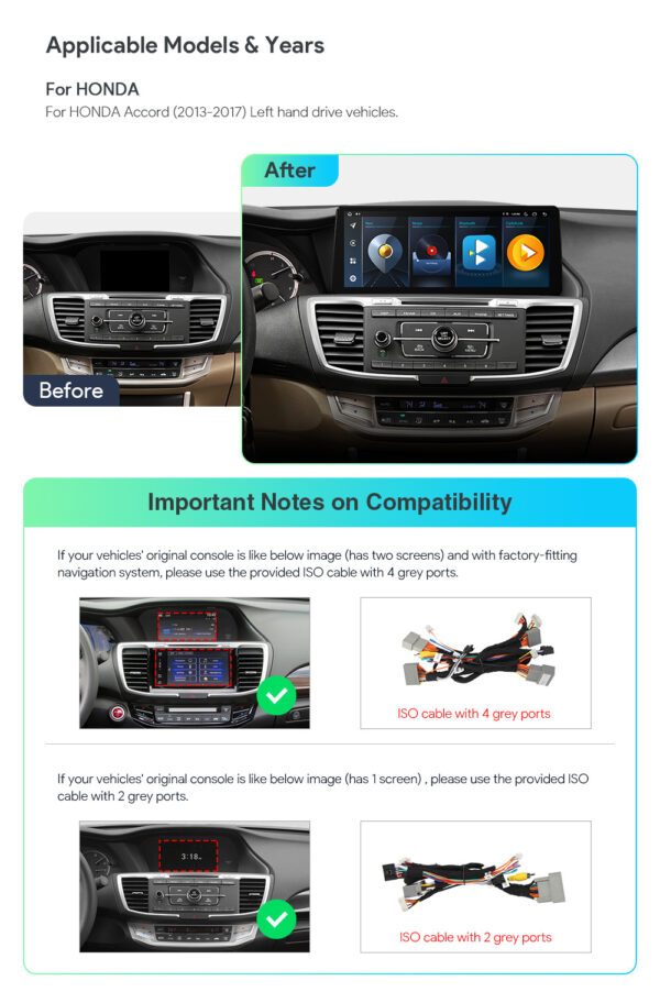 Honda | Accord | Android / iPhone | Octa Core | 4GB RAM & 64GB ROM | Global 4G LTE Solution |IAQ22ACHLS