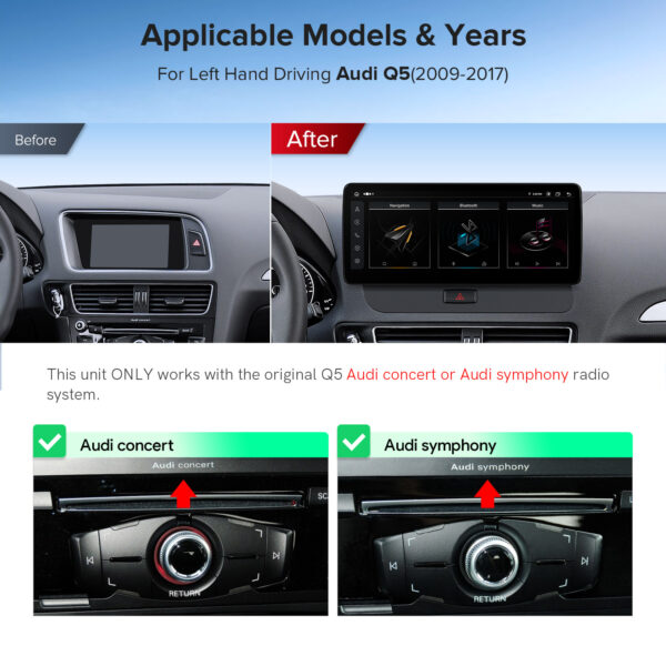 Audi | Q5 | Android Platform & OEM System | Octa-core | 4GB RAM & 64GB ROM | Global 4G LTE | QLA22UCA12Q5L