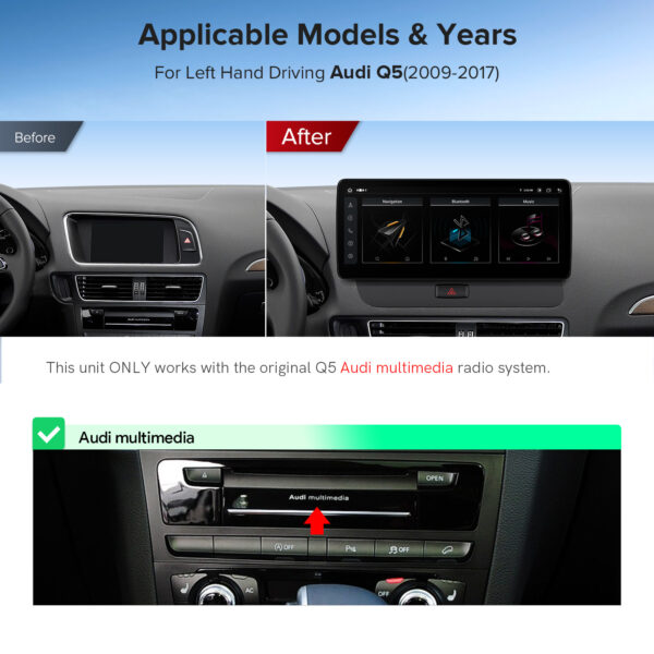 Audi | Q5 | Android Platform & OEM System | Octa-core | 4GB RAM & 64GB ROM | Global 4G LTE | QLA22UHA12Q5L