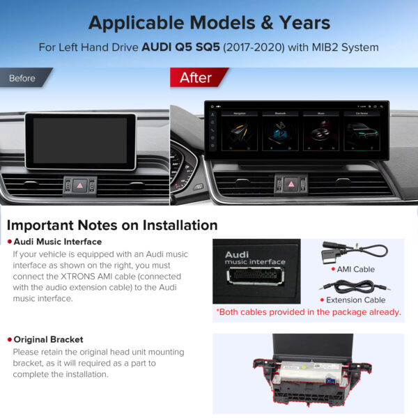 Audi | Q5 / SQ5 | Android Platform & OEM System | Octa-core | 4GB RAM & 64GB ROM | Global 4G LTE | QLA42Q5NL