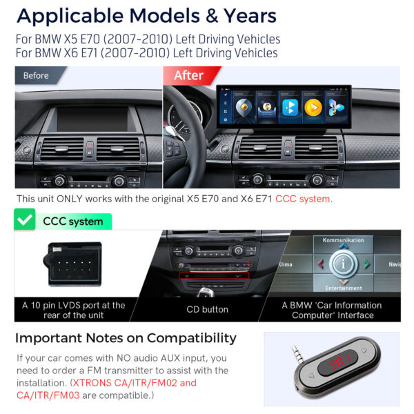 BMW | X5/X6 | Android / iPhone | Octa-core | 4GB RAM & 64GB ROM | Global 4G LTE | QLB42X5CCL