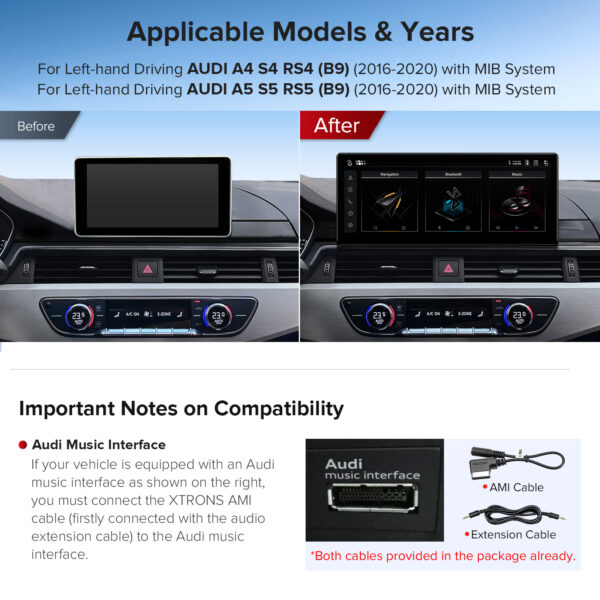 Audi | A4 A5 | Android Platform & OEM System | Octa-core | 4GB RAM & 64GB ROM | Global 4G LTE | QLA23A4NL