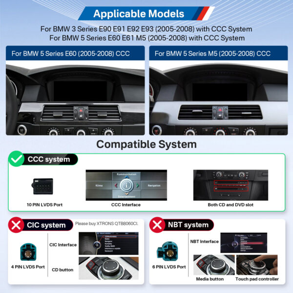 BMW | 3 / 5 Series | Android OS & OEM System | Octa Core | 64GB ROM | IPS Display | QTB8060CC