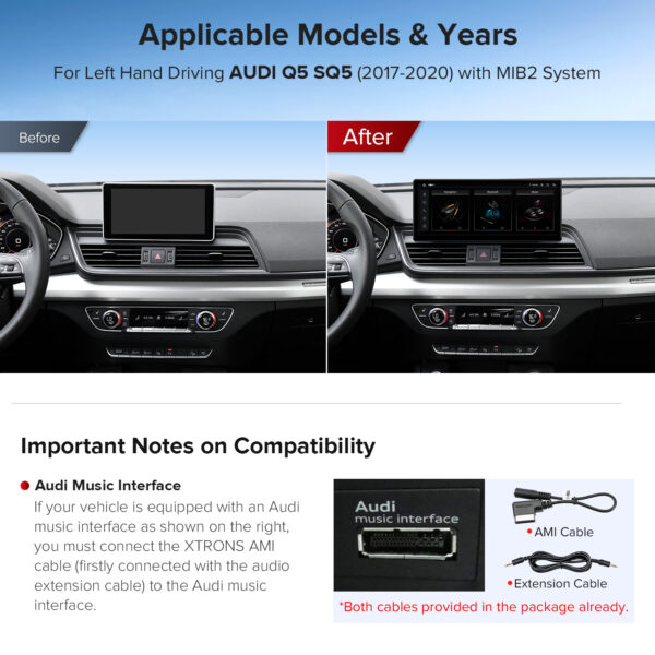 Audi | Q5/SQ5 | Android Platform & OEM System | Octa-core | 4GB RAM & 64GB ROM | Global 4G LTE | QLA23Q5NL