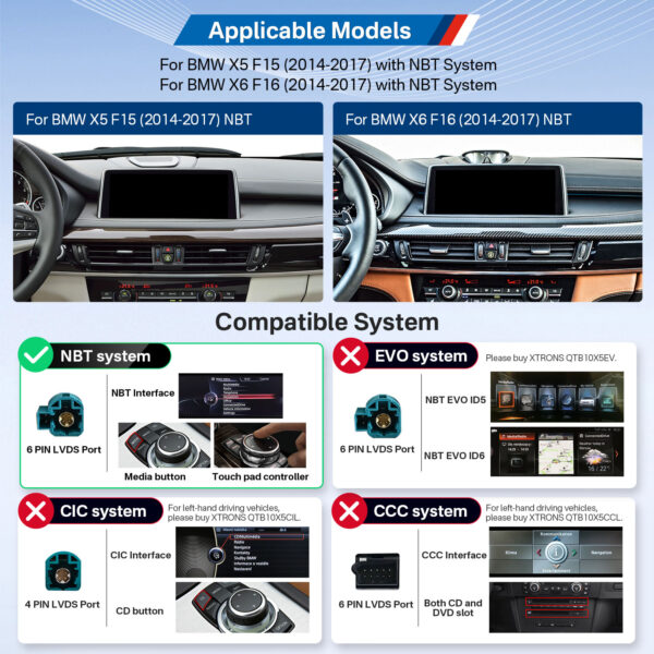 BMW | X5/X6 | Android OS & OEM System | Octa Core | 64GB ROM | Full-laminated Screen | QTB10X5NB